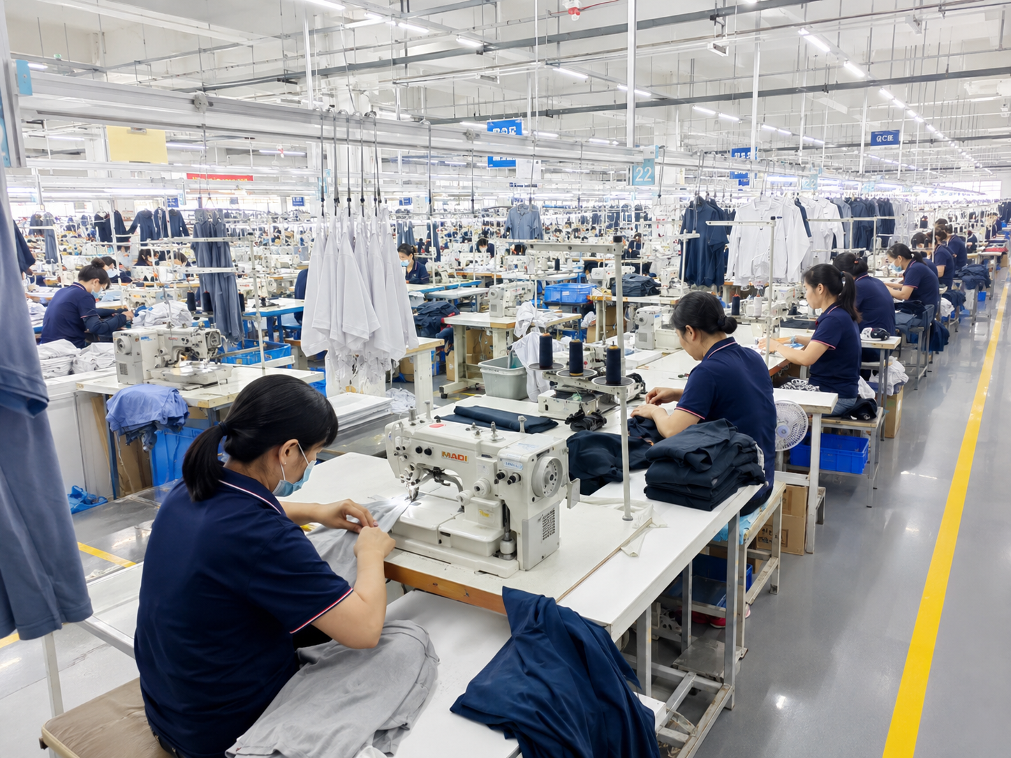 Garment production sewing line